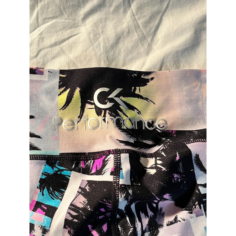 CALVIN KLEIN Performance Womens XL Palm Print Athletic Leggings Multicolor - Picture 4 of 8